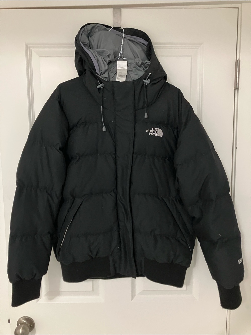 The North Face women’s large Black Hooded Down Puffer winter Jacket